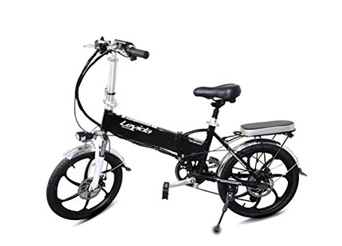 Elektrofahrräder : LOO LA 20 Zoll klappbares E-Bike 16Ah - 400W Motor, Lithium-Ionen-Akku, Elektro-Fahrrad, Shimano 7 Gang-Schaltung Alu-Rahmen E-Citybike Front and Rear dual disc Brakes, Schwarz