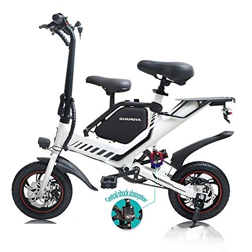 Elektrofahrräder : LOO LA E-Bike in Tempomat, Elektro Faltrad mit Lithium-Akku (400w 36v 6A, 7.5A, 10A), 14 Zoll Reifen, Verstellbarer Sitz, Erwachsene Trekkingrad Mit LED-Licht, Weiß, 6ah