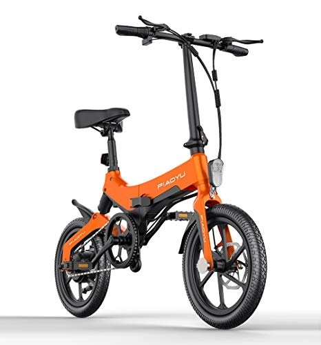 Elektrofahrräder : LOO LA E-Bike Klapprad, E-Faltrad Damen Herren, Elektrofahrrad Alu 14zoll, 36V / 5.2ah Lithium-Ionen-Akku, EBS dual disc Brakes 3 -Modus, Orange
