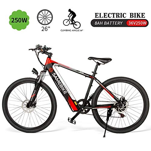 Elektrofahrräder : LOO LA Elektrofahrrad Ebike Mountainbike 26", Elektrisches Fahrrad mit 250w 36v 8ah Lithium-Batterie, 21-Gang und Scheibenbremsen vorne und hinten