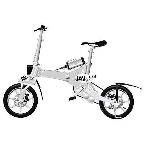 Elektrofahrräder : LPsweet Folding Electric Bike, Lithium-Batterie-Elektrisches Fahrrad Zweirädriges Motorrad-Roller-Tragbare Falten Reise Batterie-Auto Für Erwachsene, Weiß