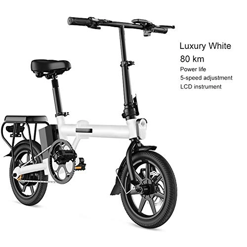 Elektrofahrräder : Luckylj Zusammenklappbares Elektrisches 26-Zoll-E-Bike Fr Erwachsene Mit 36-V-Lithium-Ionen-Akku Ebike 270W Leistungsstarker Motor, luxurywhite