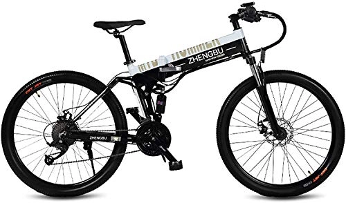 Elektrofahrräder : LUO Elektrofahrrad 26 'Klapp-E-Bike, 27-Gang-Mountainbike, 240 W, 48 V, 10 Ah, Rahmen Und Felge Aus Aluminiumlegierung, Vollfederung, Weiß