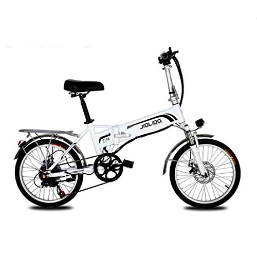 Elektrofahrräder : LUO Fahrrad, 20-Zoll-Mountainbike für Erwachsene, 48-V-Lithiumbatterie 350-W-Elektrofahrräder, 7-fach faltbares Elektrofahrrad aus Aluminiumlegierung in Luft- und Raumfahrtqualität, grau, 55 km, Weiß,