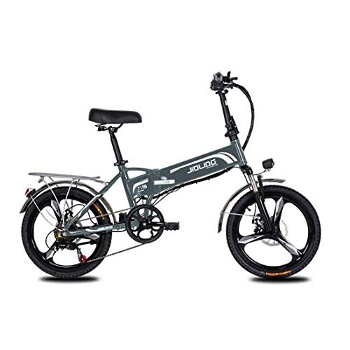 Elektrofahrräder : LUO Fahrrad, Adult Mountain Electric Bike, 350 W 48 V Lithiumbatterie, 7-fach faltbares 7-Gang-Elektrofahrrad aus Aluminiumlegierung 20-Zoll-Magnesiumlegierungsräder, schwarz, 55 km, Grau, 45 km