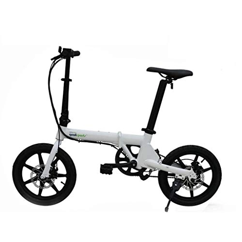 Elektrofahrräder : Luyuan Elektrisches Fahrrad 16 Zoll faltendes elektrisches Fahrrad-Aluminiumlegierungs-Erwachsenfahrrad-Lithium-Batterie-Fahrrad, dynamisches Leben 60km (Color : White, Size : 130 * 30 * 97CM)