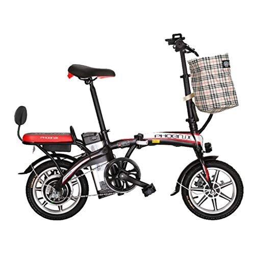 Elektrofahrräder : Luyuan Elektrisches Fahrrad-Lithium-Batterie faltendes elektrisches Fahrrad-erwachsenes Fahrrad-Batterie-Auto-kleines elektrisches Auto, Energie-Leben 75km (Color : RED, Size : 123 * 30 * 93CM)