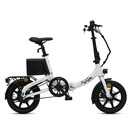 Elektrofahrräder : Luyuan Faltendes elektrisches Fahrrad 14 Zoll-intelligentes Aluminiumlegierungs-Batterie-Auto-kleines Lithium-Batterie-Fahrrad, Leistungslebensdauer 55-60km (Color : Black, Size : 126 * 55 * 92CM)