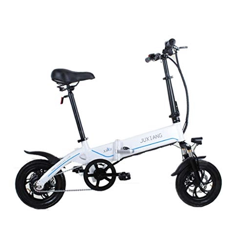 Elektrofahrräder : Luyuan Faltendes elektrisches Fahrrad-Lithium-Batterie elektrisches Fahrrad 10AH tragbares Minibatterie-Auto 12 Zoll, Reine elektrische Entfernung 35-40km (Color : White, Size : 130 * 30 * 100CM)