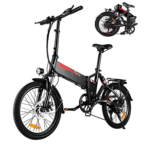 Elektrofahrräder : LWL elektrofahrrad 350W Elektrofahrrad faltbar for Erwachsene Leichtes elektrisches Fahrrad 7 Geschwindigkeiten Shifter Tragbare E-Bike-Scheibenbremse Elektrische Fahrrad (Farbe : Schwarz)