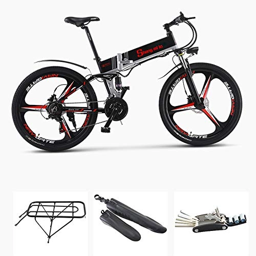 Elektrofahrräder : LXLTLB Elektrofahrrad Faltbares Mountainbike 26in Elektrisches Fahrrad mit 350W Motor und 48V Lithium-Batterie 21-Gang