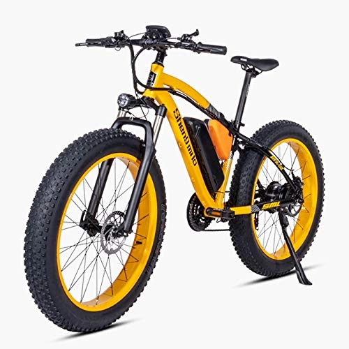 Elektrofahrräder : LXLTLB Elektrofahrrad Mountainbike 26in Elektrisches Fahrrad mit 500W Motor und 48V Lithium-Batterie Schneemobil Ebike, Gelb