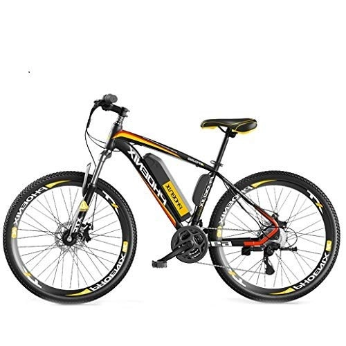 Elektrofahrräder : LYRWISHLY 26 '' Electric Mountain Bike mit abnehmbarem großem Kapazitäts-Lithium-Ionen-Akku (36V 250W), E-Bike 27 Speed ​​Gear for Outdoor Radfahren trainieren Reise (Color : Yellow)