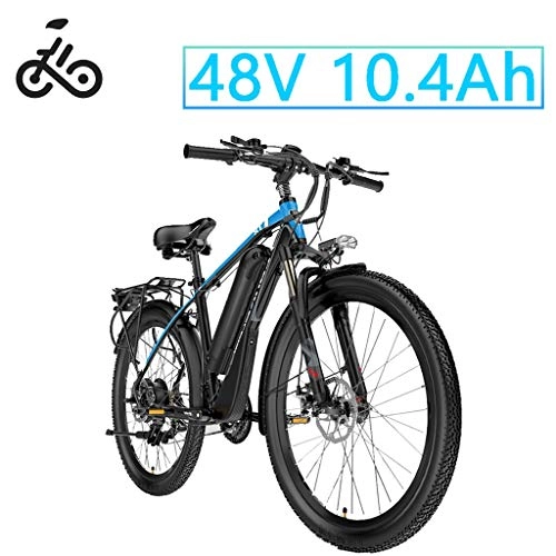 Elektrofahrräder : LYRWISHLY 26-Zoll-Rad-Elektro-Fahrrad-Aluminiumlegierung 48V 10.4AH Lithium-Batterie-Berg-Radfahren Fahrrad, Shimano 21-Gang (Color : Blue)