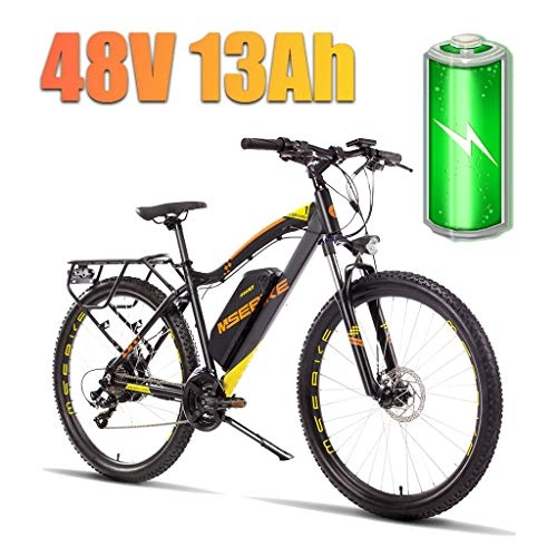Elektrofahrräder : LYRWISHLY 27.5" Electric Trekking / Touring Bike, Elektro-Fahrrad mit 48V / 13Ah austauschbarer Lithium-Ionen Batterie, Elektro Trekkingrad for Touring (Color : Yellow)