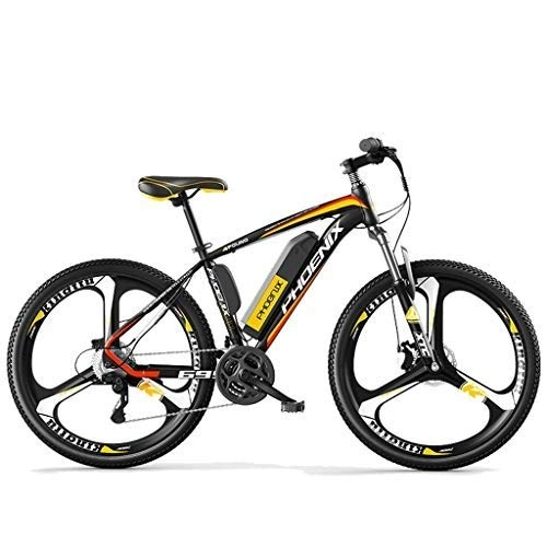 Elektrofahrräder : LYRWISHLY 38V 250W elektrisches Fahrrad Electric Mountain Bike 26inch Reifen E-Bike Shimano 27 Beschleunigt Mens Sport Mountainbike-Lithium-Batterie Hydraulische Scheibenbremsen (Color : Yellow)