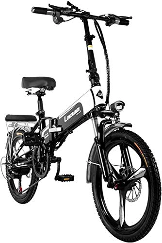 Elektrofahrräder : LZMX 20" Reifen Folding Elektro-Fahrrad, Aluminiumlegierung und Doppelscheibenbremse mit 350 Watt Motor und abnehmbaren 48V 12.5Ah Lithium-Batterie, Unisex