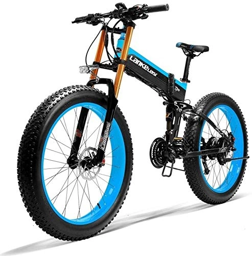 Elektrofahrräder : LZMX 26" elektrische Mountainbike, 36V 250W 6AH Lithiumbatterie versteckte Batterie Querfeldeinfahrrad, Doppelscheibenbremse Legierung elektrisches Fahrrad (Color : Blue)