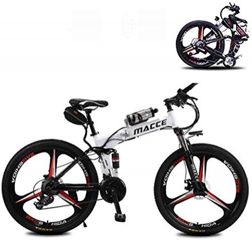 Elektrofahrräder : LZMX 26-Zoll-Adult Folding Elektro-Fahrrad, 21-Gang Electric Mountain Bike mit 36V 6.8A Lithium-Batterie, 21-Gang 3 Antriebsart, Geeignet for das Reiten Heimtrainer (Color : White)