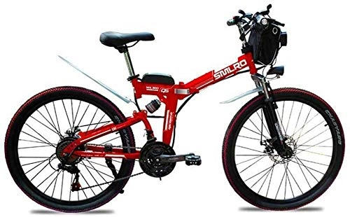 Elektrofahrräder : LZMX 26-Zoll-Elektro-Mountainbike, Faltbare und beweglich 48V 500W 13Ah Lithium-Ionen-Batterie, Scheibenbremse Hybrid Reclining / Rennrad, Erwachsener Radfahren Heimtrainer (Color : Red)