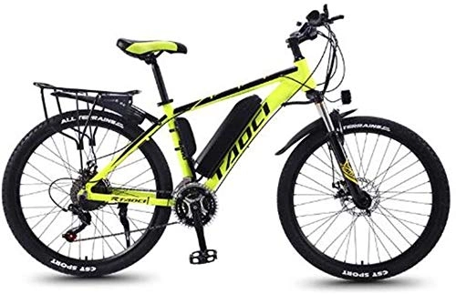 Elektrofahrräder : LZMX Elektro-Berg / universal Fahrrad, 26-Zoll-27-Gang-Fahrrad mit austauschbaren Lithium-Ionen-Akku (36V 350W 8Ah) Doppelscheibenbremse Fahrrad, Erwachsene Reiten Heimtrainer, gelb