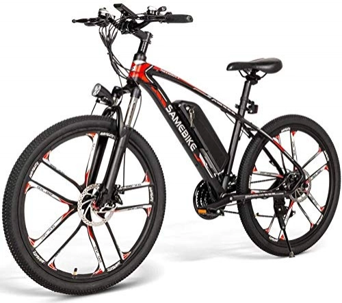 Elektrofahrräder : LZMX Elektro-Mountainbike, 26" Removable Lithium-Ionen-Batterie-elektrisches Fahrrad, (48V 350W 8Ah) Scheibenbremse, Erwachsene Reiten Heimtrainer (Color : Black)