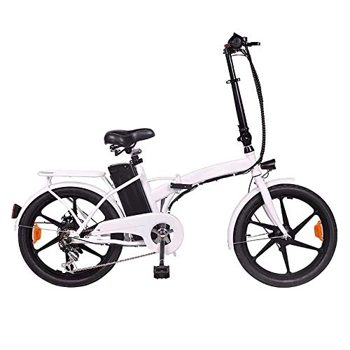 Elektrofahrräder : LZMXMYS Elektrisches Fahrrad, 20" Foldaway, 36V / 10AH City Electric Bike, 350W for Erwachsene Elektro-Fahrrad-Sport-Gebirgsfahrrad mit Abnehmbarer Lithium-Batterie Assisted (Color : White)