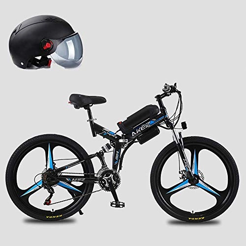 Elektrofahrräder : LZMXMYS Elektrisches Fahrrad, 26 '' 350W Motor Folding Elektro-Mountainbike, elektrisches Fahrrad mit 48V Lithium-Ionen-Akku, Premium Full-Suspension und 21-Gang Getriebe