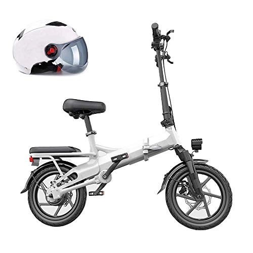 Elektrofahrräder : LZMXMYS Elektrisches Fahrrad, 350W Folding Electric Mountain Bike, 48V Removable Lithium Battery Beach Schnee Fahrrad 14" Ebike Elektro-Moped Elektrofahrrder (Color : White)