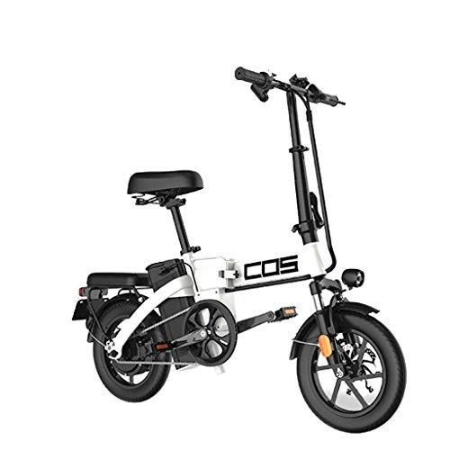 Elektrofahrräder : LZMXMYS Elektrisches Fahrrad, Erwachsene Elektro-Fahrrad Ebikes Folding Ebike Leichte 350W 48V 18.8Ah Mit 14inch Tire & LCD-Bildschirm mit Radschtzer (Color : White, Size : Range:60km)