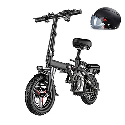 Elektrofahrräder : LZMXMYS Elektrisches Fahrrad, Folding Electric Bike Ebike, 14 '' Mountain Elektro-Fahrrad mit 48V austauschbarem Lithium-Ionen-Akku, 250W Motor, Doppelscheibenbremsen, 3 Digital einstellbare Geschwind