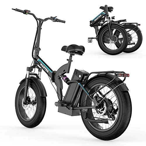 Elektrofahrräder : Martes E Bike Fettreifen 20 * 4"mit 48V 15Ah Lithium-Ionen-Batterie 500W Motor, City Mountain Fahrradverstärker 100-120KM