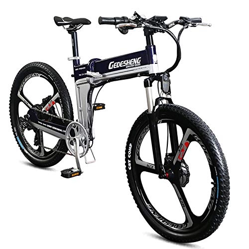 Elektrofahrräder : MERRYHE Elektrisches Faltendes Fahrrad 400W-48V-10AH Abnehmbares Li-Batterie Gebirgsfahrrad 21 Geschwindigkeits-Zahnrad-Schnee-Fahrrad E-Fahrrad MTB Citybike, Blue-48V10AH