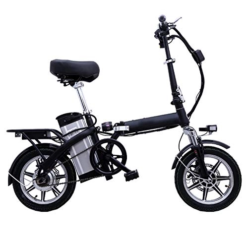 Elektrofahrräder : MFWFR Elektrisches Fahrrad, 16-Zoll-tragbares zusammenklappbares elektrisches Fahrrad mit 250 W Brstenloser Motor, Geschwindigkeit (20 km / h) und Einstellbarer Hhe, Schwarz, 10A
