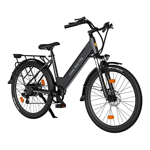 Elektrofahrräder : MJK 26 Zoll A26SXE E-Bike, Elektrofahrrad Cityräder Li-Batterie 10.4 Ah LCD Bildschirm E Bike, Shimano 7 Gängen Grau