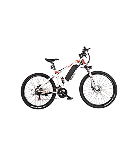 Elektrofahrräder : MoovWay Elektrisches Mountainbike 27, 5 Zoll Reichweite 40 km – 7 Gang Shimano – Rahmen Aluminium – Weiß