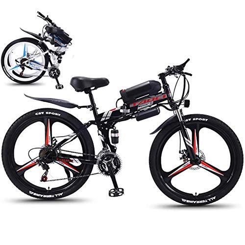 Elektrofahrräder : MRSDBTL 26 '' Elektrofahrrad Faltbares Mountainbike für Erwachsene 36V 350W 13AH Abnehmbare Lithium-Ionen-Batterie E-Bike Fat Tire Doppelscheibenbremsen LED-Licht, Schwarz