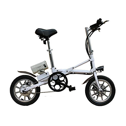 Elektrofahrräder : MSK Elektrisches Fahrrad, zusammenklappbarer tragbarer Roller, Single Speed ​​Gear, Led-Scheinwerfer, Klapprahmen aus X-Form-Kohlenstoffstahl, stoßabsorbierender Federweg 30-40 km, White