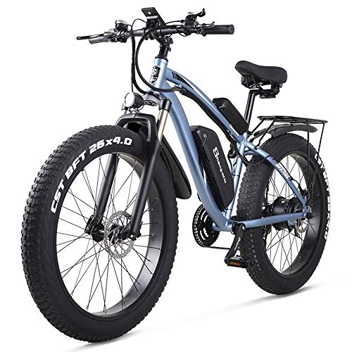 Elektrofahrräder : MX02S 26 Zoll Elektrofahrrad 1000W Mountainbike Snowbike 48V17Ah Lithiumbatterie 4.0 Fat Tire Hydraulic Disc Brake (Blue, Standard)