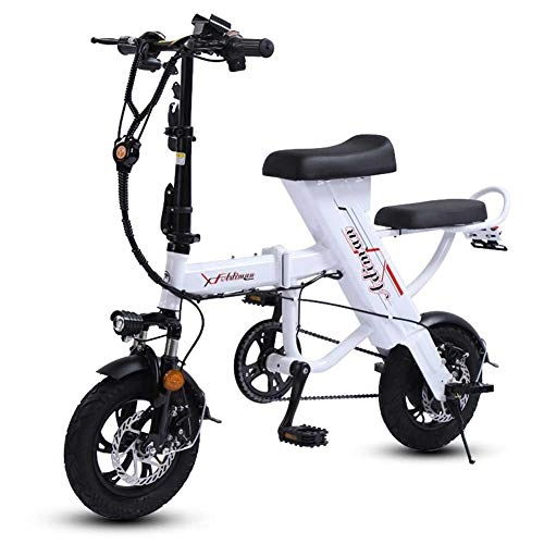 Elektrofahrräder : MXYPF Klappbares E-Bike, Hybrid Ausdauer 85km-12 Zoll Erwachsenen Elektrofahrrad-48v-Hocheffiziente Lithium-Batterie-Leichte Leicht-Carbon-Stahl-Rahmen-Scheibenbremse