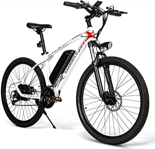 Elektrofahrräder : MY-SM26 Elektrisches Mountainbike 26 Zoll Rad 48V 350W Ebike 3 Mode 21 Gang Shifter LCD für Erwachsene (Weiß)