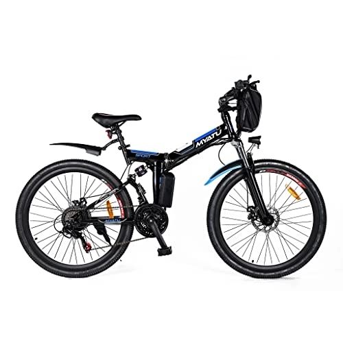 Elektrofahrräder : Myatu 26" E-Mountainbike für Damen Herren mit 36V 10, 4AH Akku, Shimano 21 Gang (Schwarz)