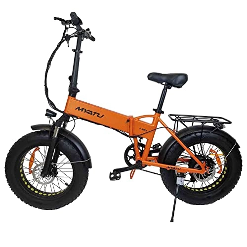 Elektrofahrräder : Myatu E-Bike 20 Zoll Faltbares Elektrofahrrad mit 250W Motor, 8Ah Akku und Shimano 6 Gang (Orange)