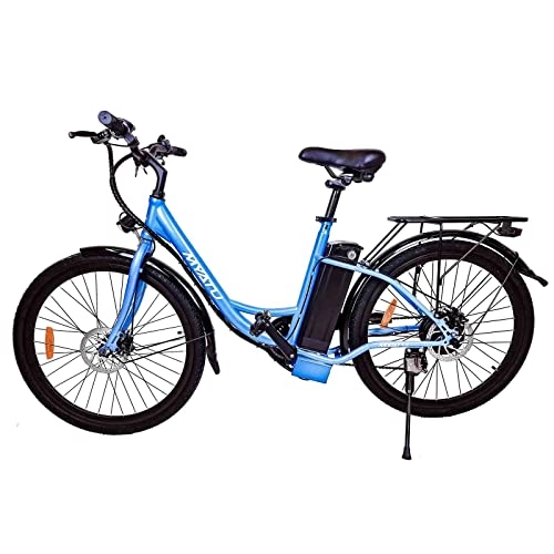 Elektrofahrräder : Myatu E-Bike 26 Zoll Cityrad Pedelec für Damen und Herren, Elektrofahrrad mit Shimano 6 Gang Schaltung, 250W Motor und 10 Ah Lithium-Akku (Blau)