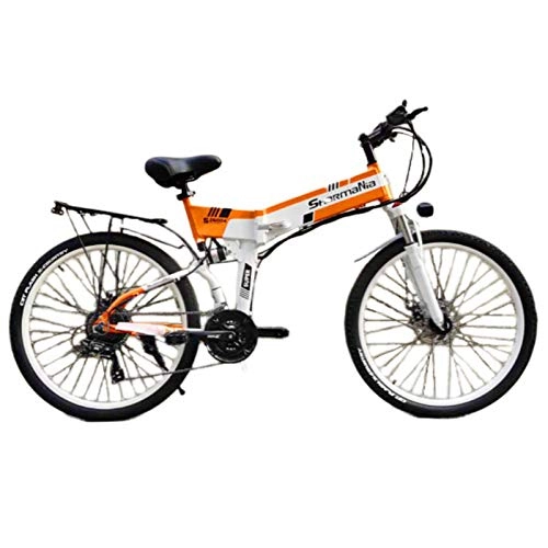 Elektrofahrräder : MZBZYU Elektrofahrrad Faltbares Mountainbike, 48V 10.4Ah Lithium-Batterie 26 Reifen Elektrisches Fahrrad Ebike mit 350W brstenlosem Motor und Professionell, Orange