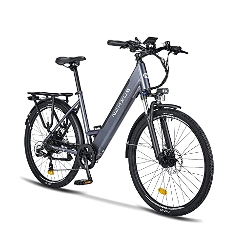 Elektrofahrräder : nakxus 26M208 E-Bike, Elektrofahrrad 26'' Trekkingrad E-Citybike mit 36V 12.5Ah Lithium-Akku bis zu 100KM Lange Range, 250W Motor, EU-konform Klapprad mit App (Weiß)