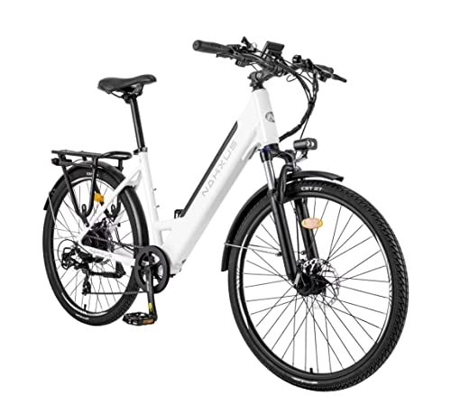 Elektrofahrräder : nakxus 26M208 E-Bike, Elektrofahrrad 26'' Trekkingrad E-Cityrad mit 36V 12, 5Ah Lithium-Akku für Lange Reichweite bis 100KM, 250W Motor, EU-konformes mit App（Weiß）