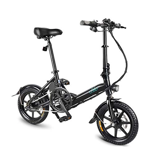 Elektrofahrräder : OIYINM77 250W Faltbare Elektrische Fahrrad 14 Zoll Erwachsene 3 Geschwindigkeit Ultralight FIIDO System Fahrrad, Batterie Lithium ION 36V 7, 8Ah (Schwarz)
