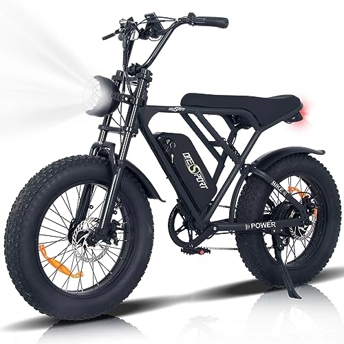 Elektrofahrräder : ONESPORT E Bike 20"×4.0" Zoll Fat Tire Elektrofahrräder, 250W Motor und 48V 17AH Off-Road Bike mit 7-Gang-Schaltung, leistungsstarkes ebike für Unisex Erwachsene