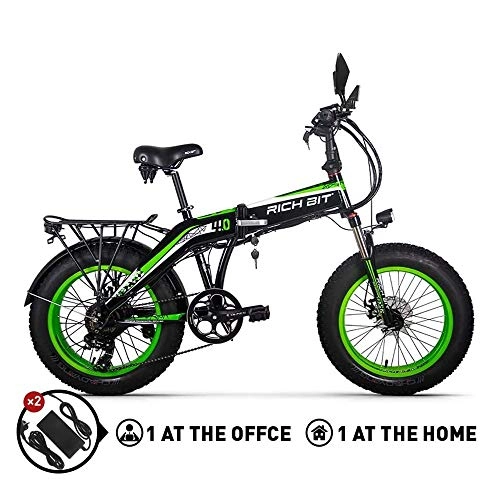 Elektrofahrräder : ONLYU Elektro-Bike, 48V 500W Motor Klein Mountain Bike 20 Zoll Faltrad 9, 6 Ah LG Lithium-Batterie 4.0 Zoll Fat Tire Mens / Frauen Bike